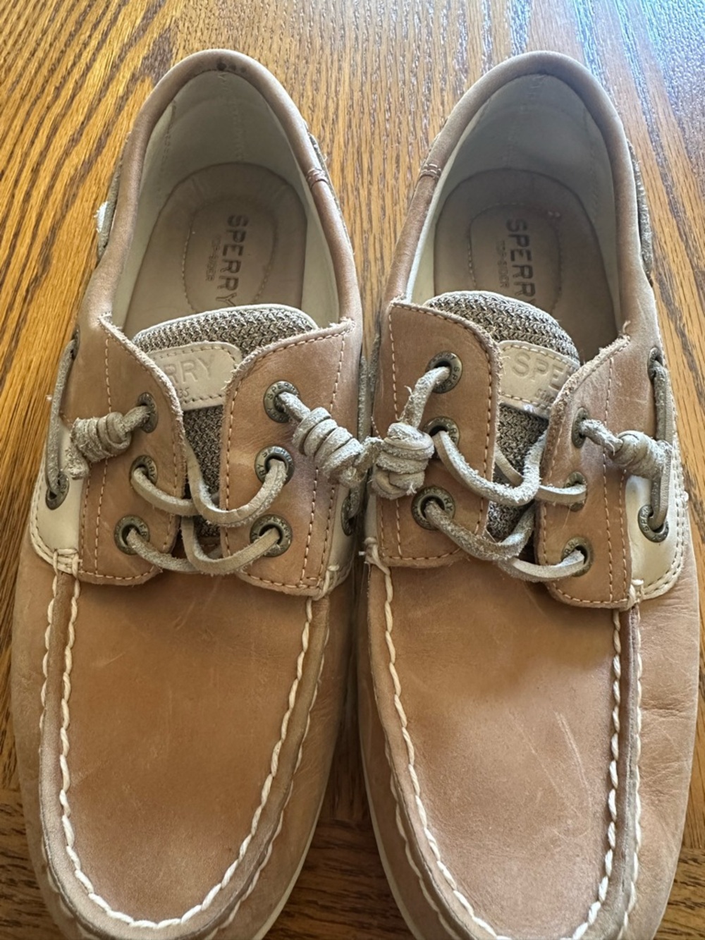 Sperry Tan and Beige Canvas & Leather Boat Shoes Women’s Size 7.5 - Picture 7 of 8